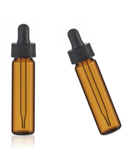 Flacon ambré avec pipette compte-gouttes, 1 DRAM