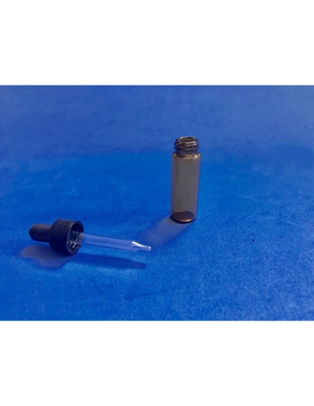 Flacon ambré avec pipette compte-gouttes, 1 DRAM