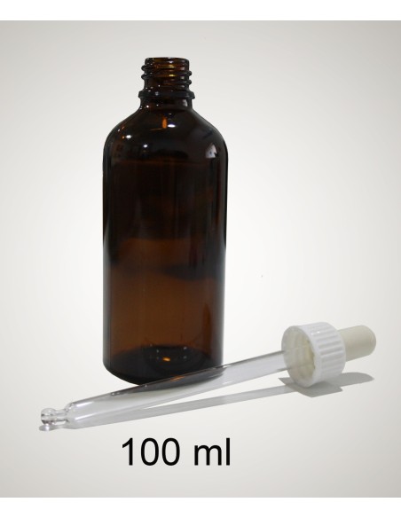 Flacone 100 ml in vetro ambrato con contagocce