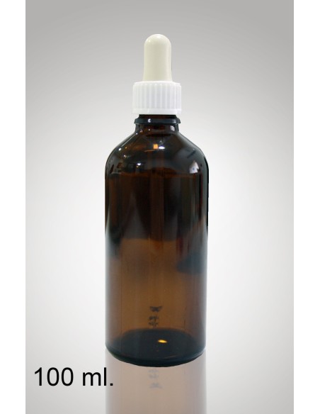 Botella ambar 100 ml con  pipeta cuentagotas