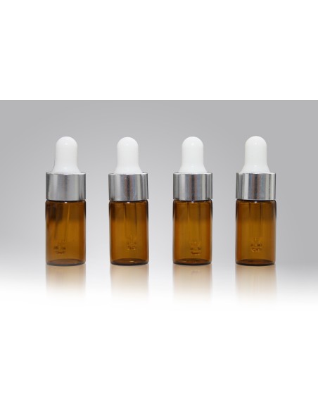 Mini flacon 3 ml avec pipette et capuchon argent