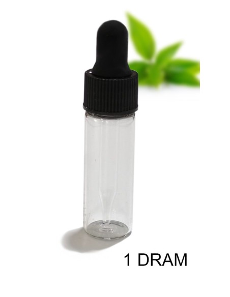 Vial de vidrio transparente cuentagotas 1 DRAM