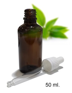 Frasco âmbar, 50 ml com conta-gotas da pipeta 2