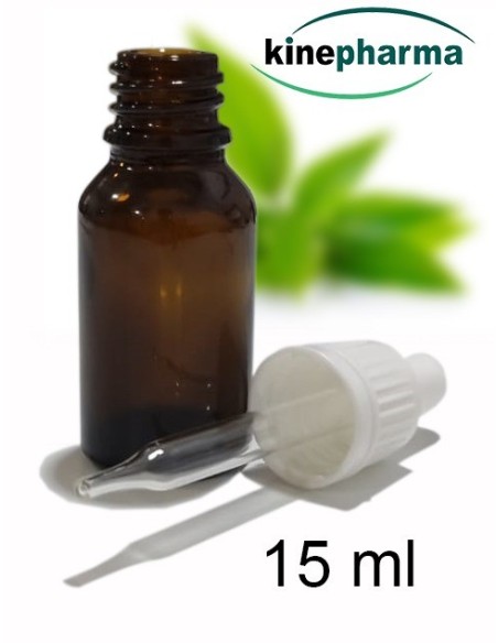 Flacon en verre brun avec compte-gouttes blanc 15 ml 