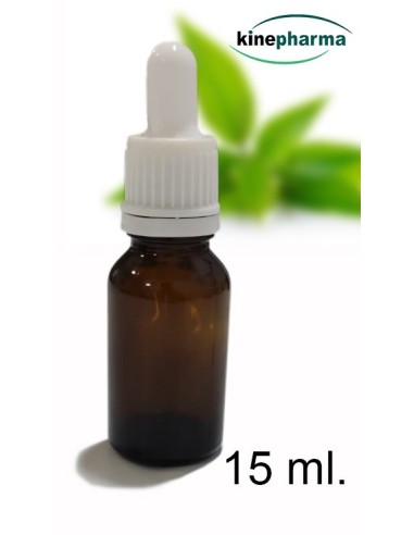 Botella marrón 15 ml con cuentagotas blanco