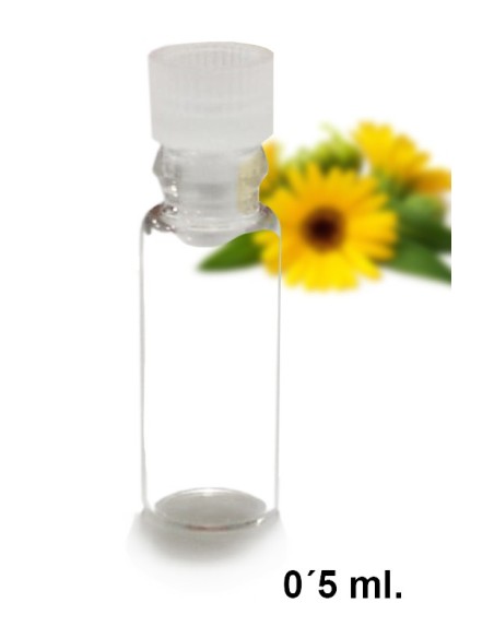 Frasco de vidro transparente de 0,5 ml com tampa preta