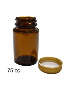 Botella ámbar 75 ml - tapon dorado